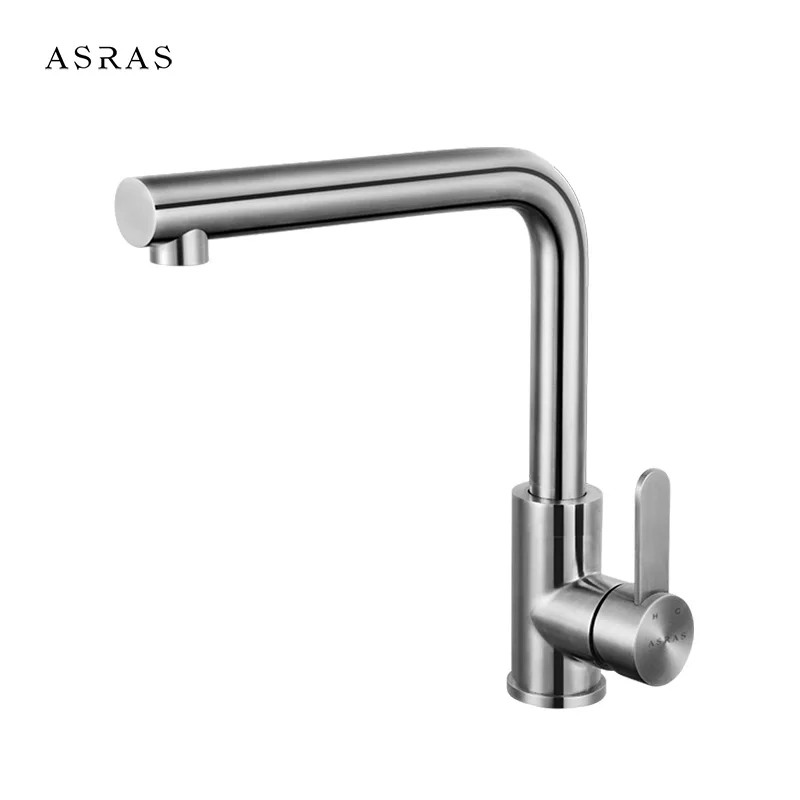 

Asras AS-3052 304 Stainless Steel Kitchen Faucet Hot Cold Water Mixer Tap Single Handle Free Shipping