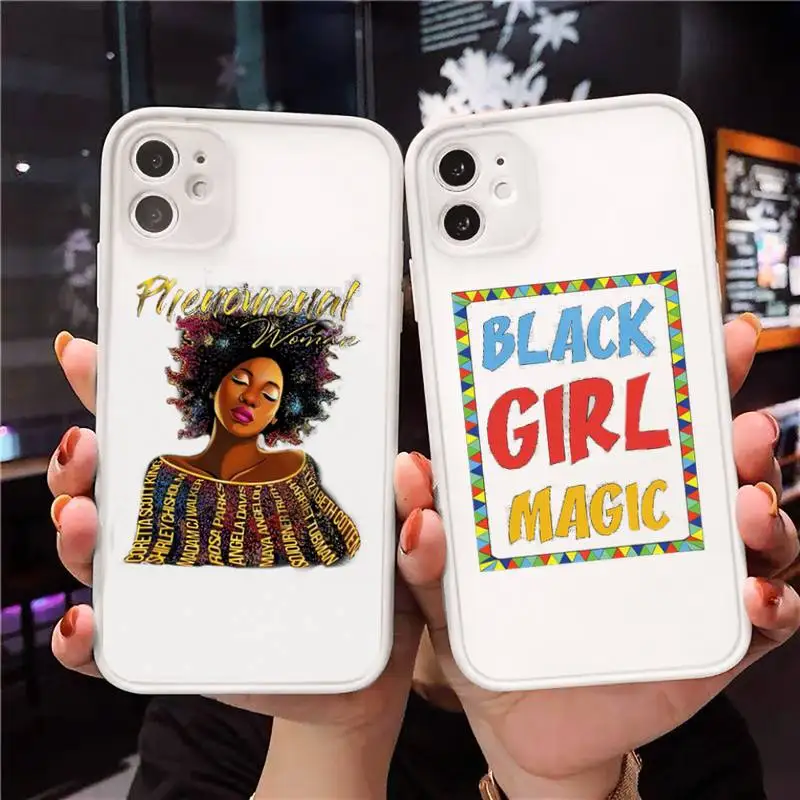 

2bunz Melanin Poppin Aba Phone Cases Matte Transparent for iPhone 7 8 11 12 s mini pro X XS XR MAX Plus cover funda