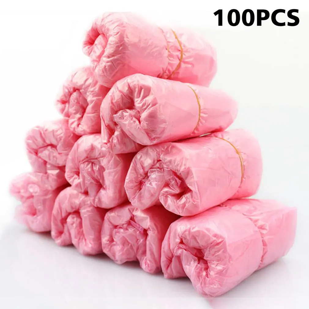 

100 Pcs Plastic Disposable Shoe Covers Cleaning Protective Floor Waterproof Shoe Overshoes