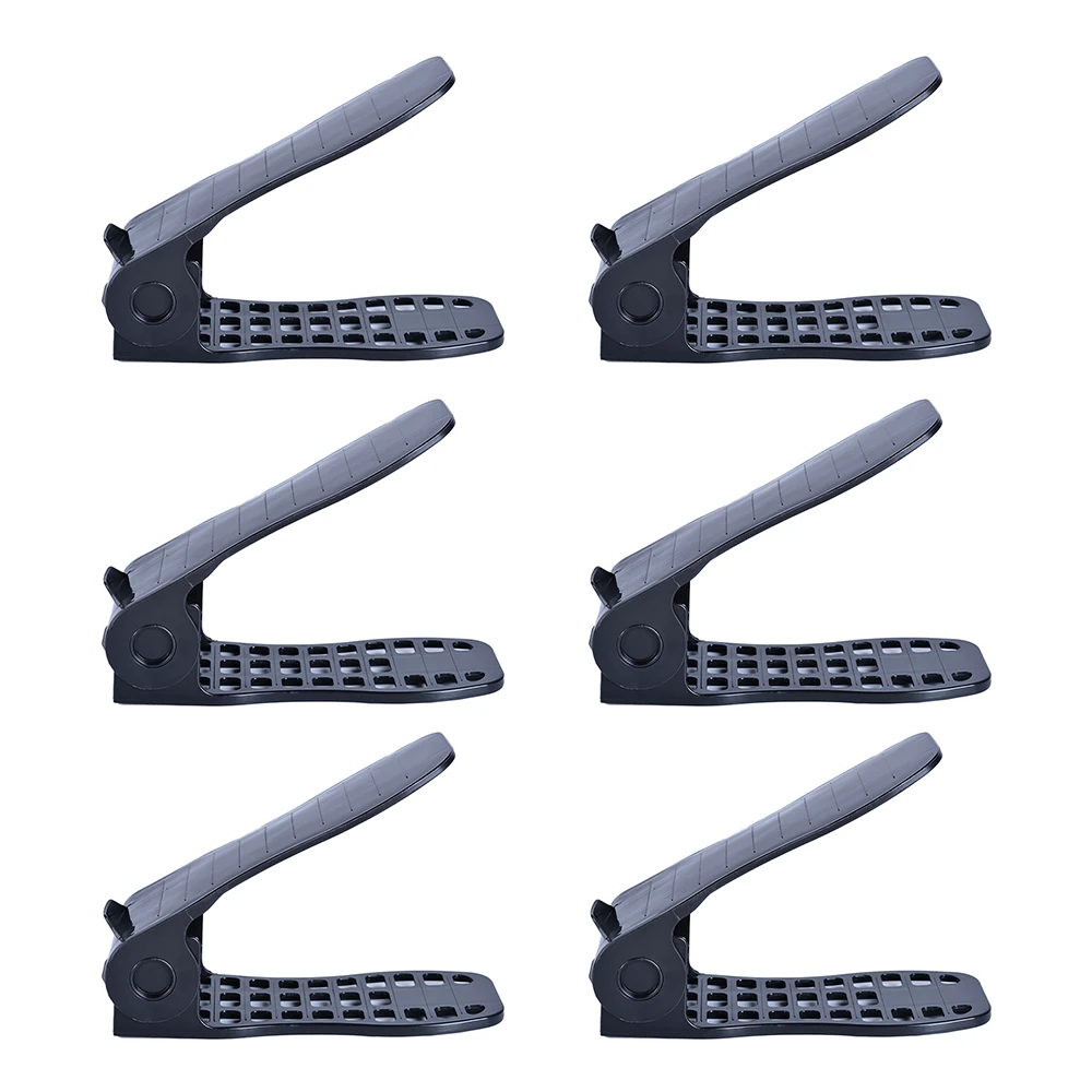 6pcs black 1 шт./компл. регулируемая двойная стойка для обуви Подставка для обуви слотов для карт Органайзер хранилище, позволяющее экономить место держатель высокое качество Пластик - Цвет: 6pcs black