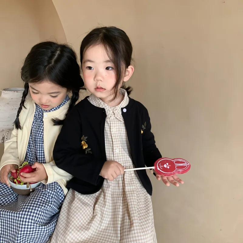 

Girls' Knitted Cardigan Sweaters Spring and Autumn Children's 2021 New Korean Toddler All-match Jacket Baby Fashionable Tops