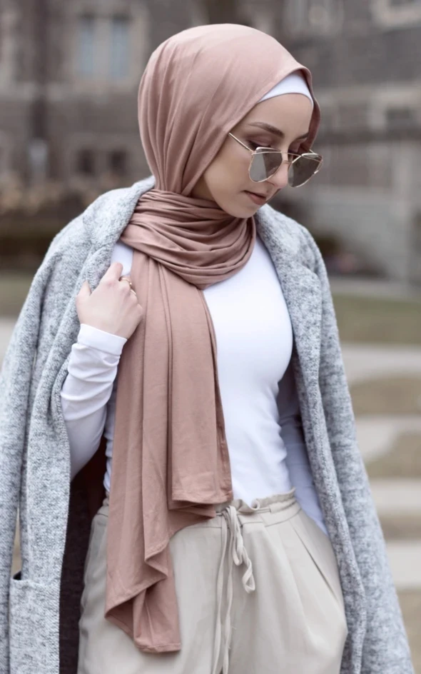 

Dark Khaki Hijabs Long Size Shawls Islam Muslims Hijabs Elastic Winter Jersey Scarf