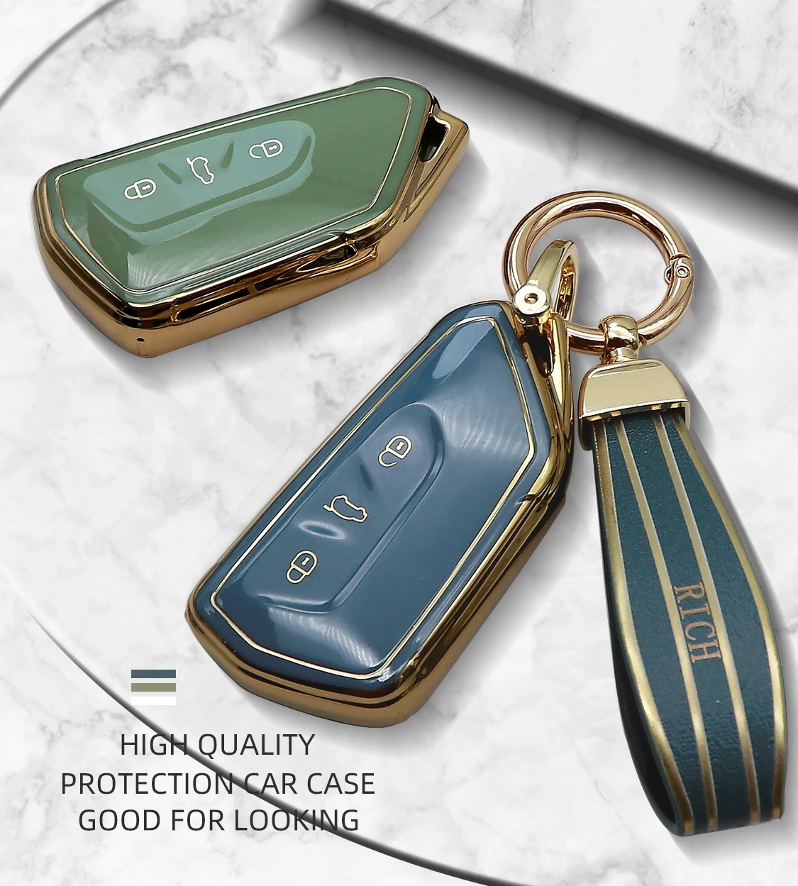 Fashion Styling Car Zinc Alloy Key Case Cover Holder For Volkswagen Golf 8 Mk8 2020 Skoda Octvia Car Accessories