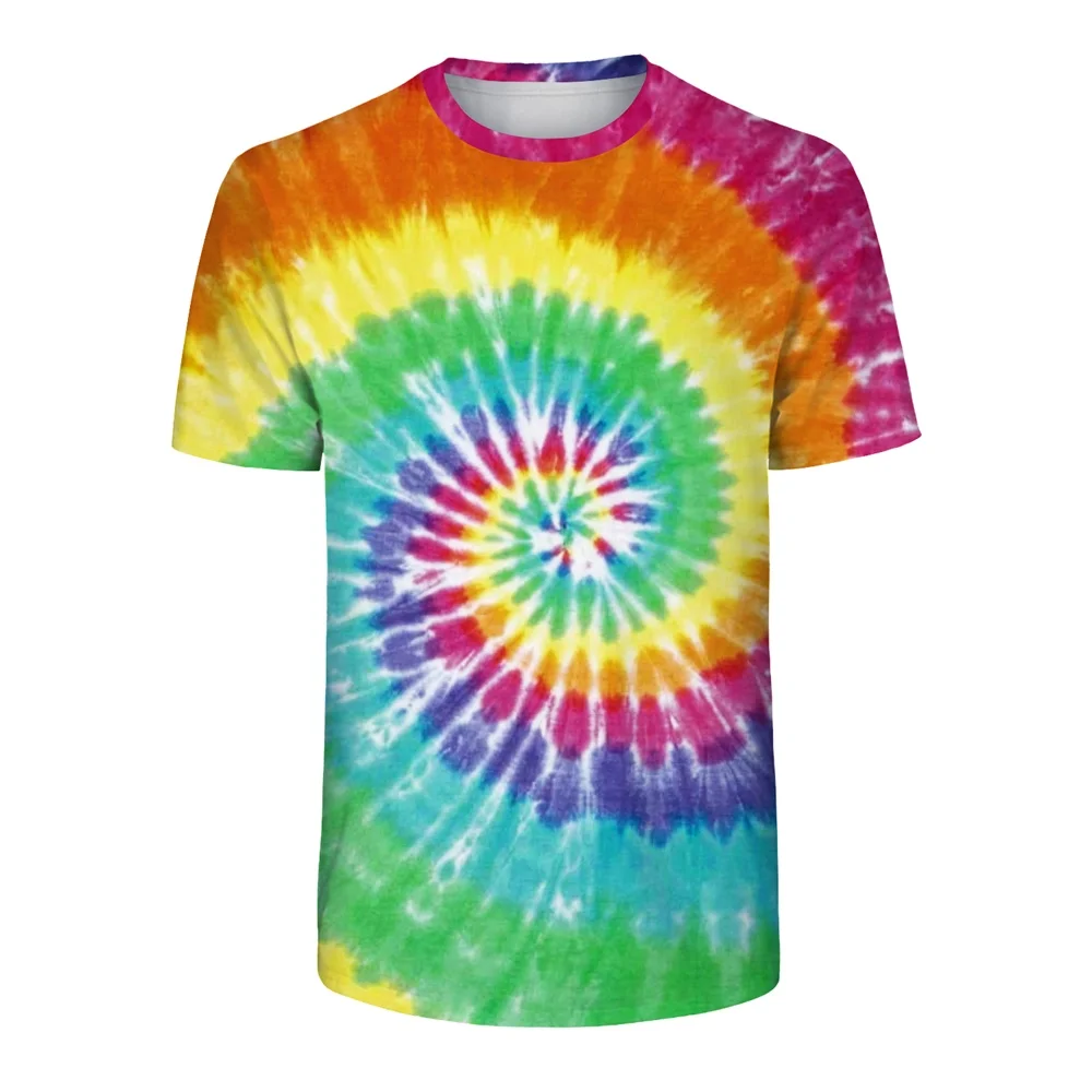 Новая летняя женская футболка с 3D принтом Tye Dye для фитнеса коротким рукавом