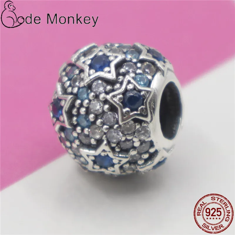 CodeMonkey Clear CZ Blue Star Relief Fit оригинальный 3 мм браслет и Висячие Серьги Горячая