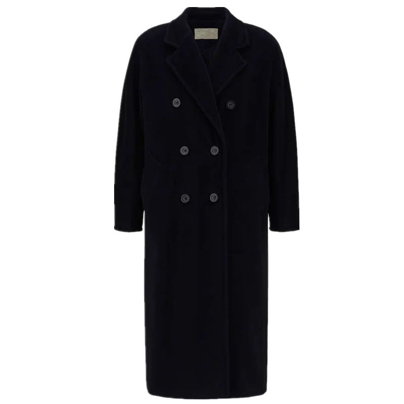

Женское двухстороннее шерстяное пальто с поясом, Элегантное Длинное Пальто брендового дизайна с воротником из натурального меха норки