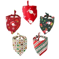 2pcs cotton dog pet triangle bandana christmas pet bow tie cat scarf saliva towel washable pet accessories