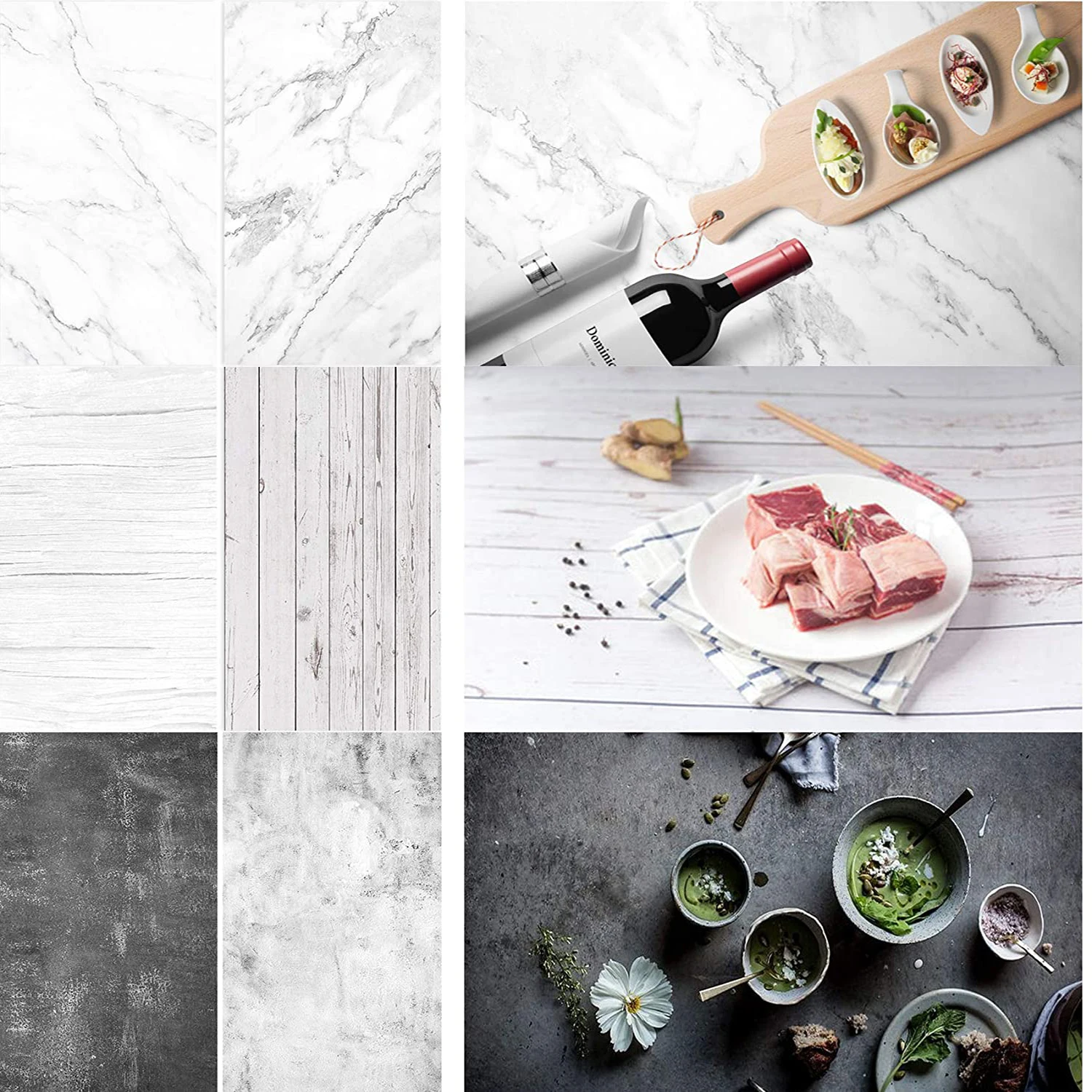 57*87cm Photography Background Paper Vinta Grain Marble 2 Sided Flat Lay Photo Backdrops for Food Jewelry Cosmetic