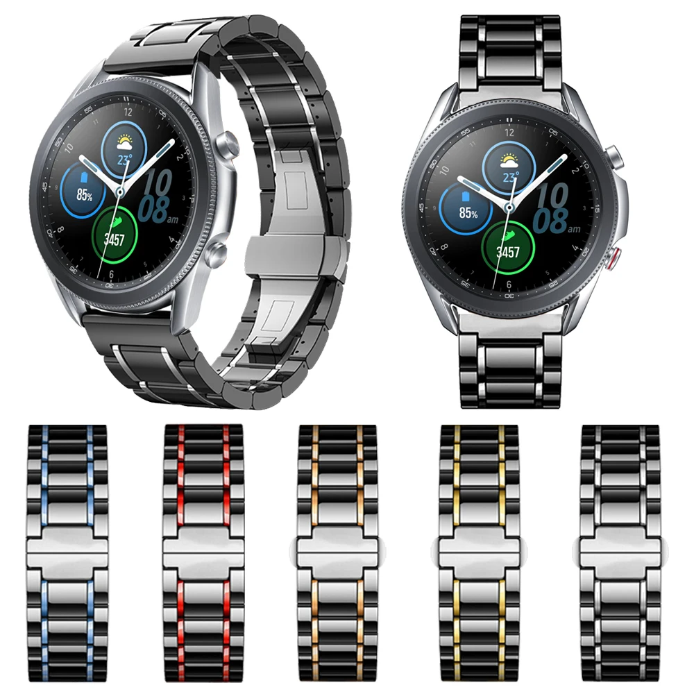 

Ремешок керамический для Galaxy Watch 3 45 мм 41 мм, браслет из нержавеющей стали для Samsung Galaxy Watch 3 45 мм 41 мм с пряжкой-бабочкой