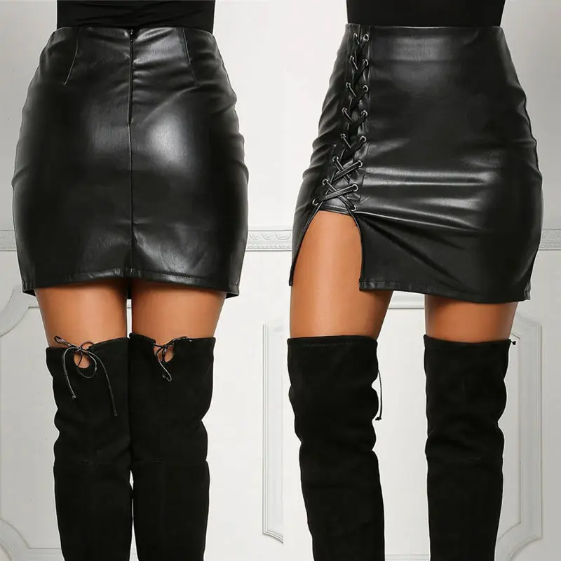 2020 Women's skirt explosive belt under the open fork Leather high Wrap hip bandage black plus size QP031 | Женская одежда