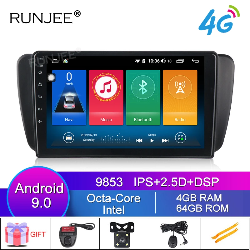 RUNJEE Android 9 9853 4 Гб 64 ГБ Автомобильный Радио мультимедийный плеер для Seat Ibiza 6j 2009 2010 2012 2013 2.5D экран gps видео - Цвет: add DVR
