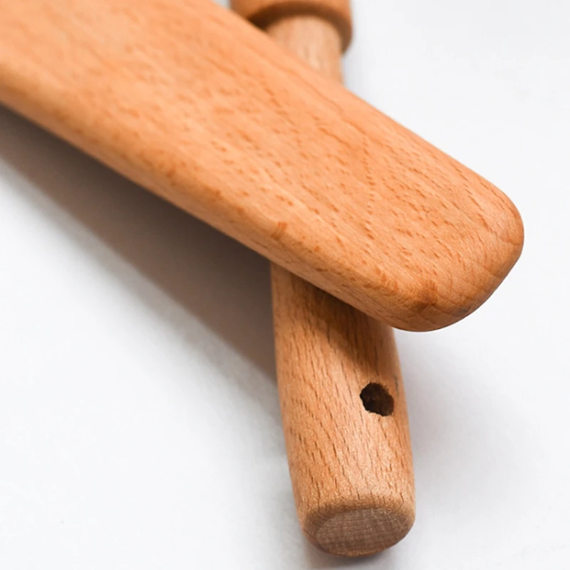 

2PCS Unpainted Beech Flat Handle Round Handle Brush Mane Brush Barbecue Brush Baking Brush Kitchen Cooking Brush