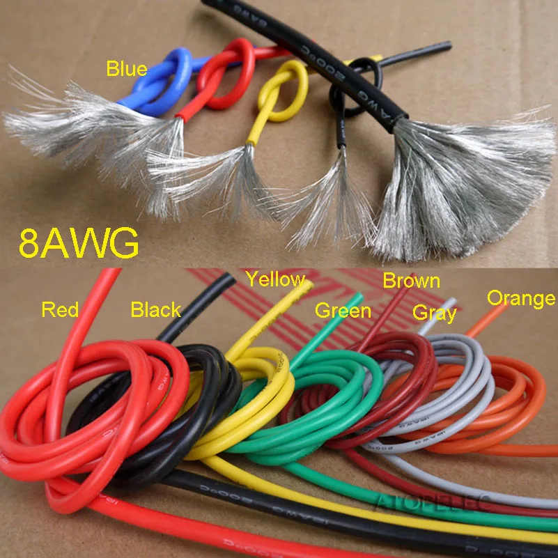 8AWG 6 5 мм OD гибкий силиконовый провод Луженая Медь супер мягкий RC кабель высокая