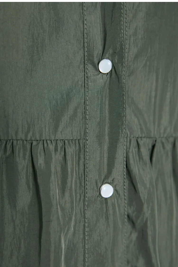 

Spring/Summer Women Dress 2021 New Dress Fashion Casual Lapel Long Sleeve Pleated Loose Long Sleeve Midi Dress