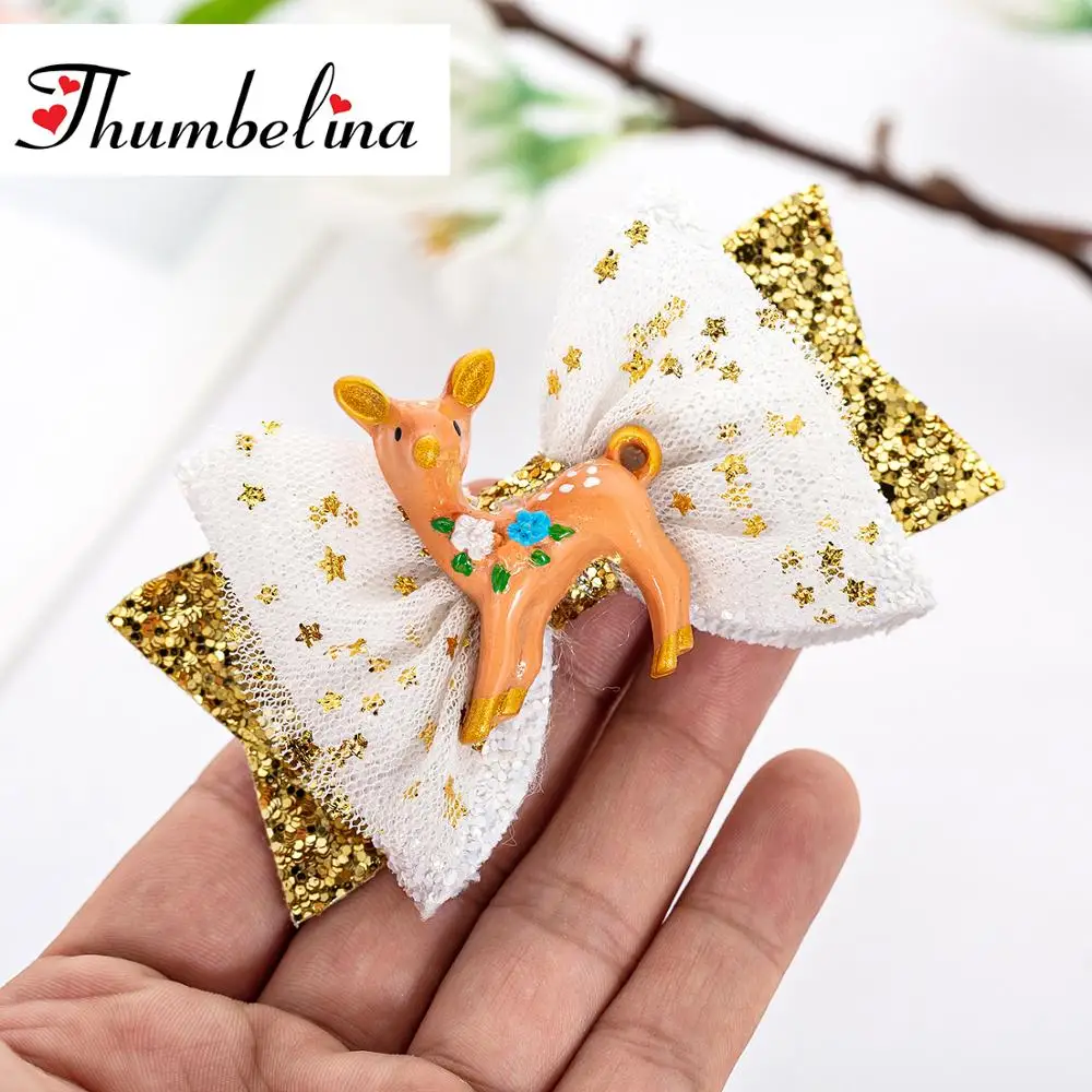 3 5 дюймов Рождество милый олень заколки желе банты для волос Танцевальная