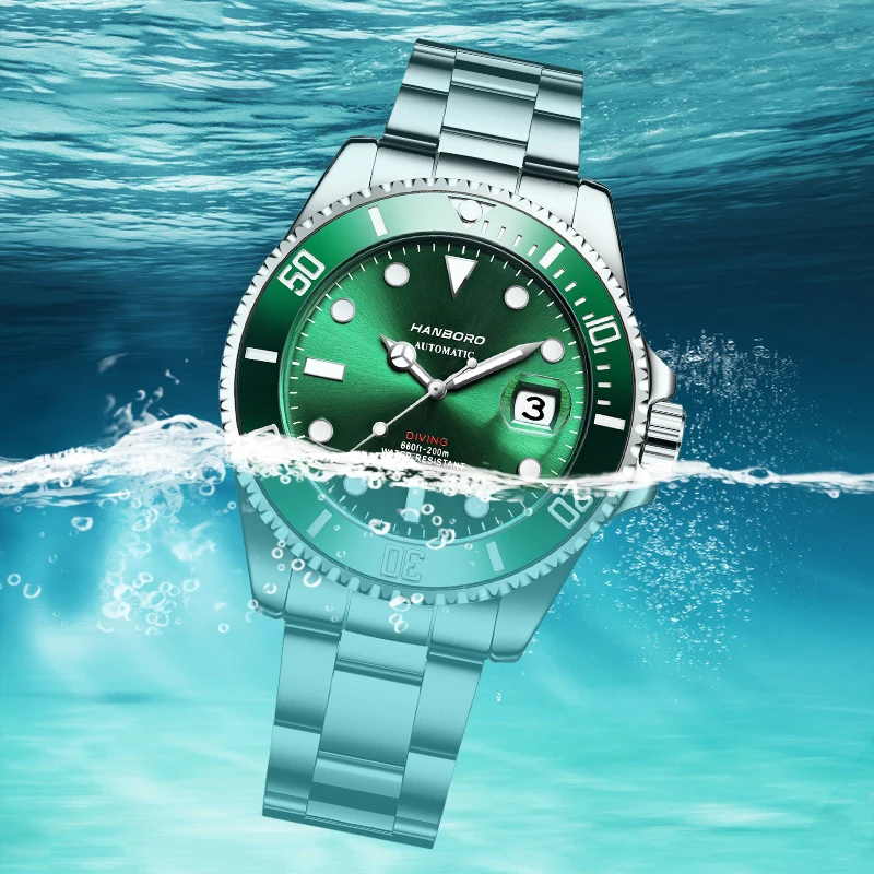 

44MM New Water Ghost Steel Men's Watches Student Automatic Mechanical Watch 30M Waterproof Trendy Mineral Glass Wristwatch Male