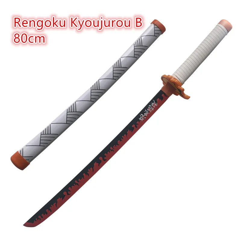 Оружие для убийцы демонов 1:1 Rengoku Kyoujurou Fire White Sowrd Kimetsu no Yaiba Косплей ниндзя нож