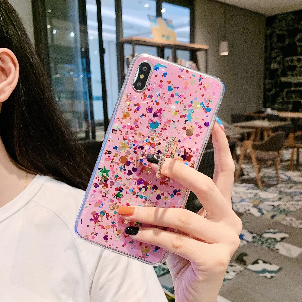 Блестящее кольцо с блестками для huawei P30 Pro, чехол для huawei P20 Lite mate 20 pro Y9 Y7 Honor 20 Pro10I, задняя крышка для телефона