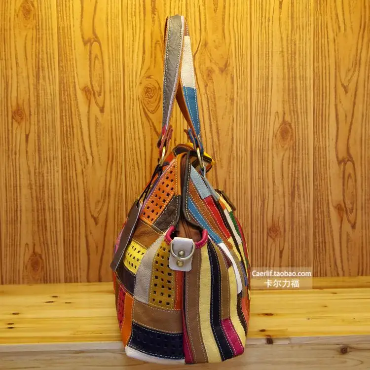 

Style New Vintage Handbagss Women Messenger Bag Patchwork Colorful Hollow Large Purse AWM100