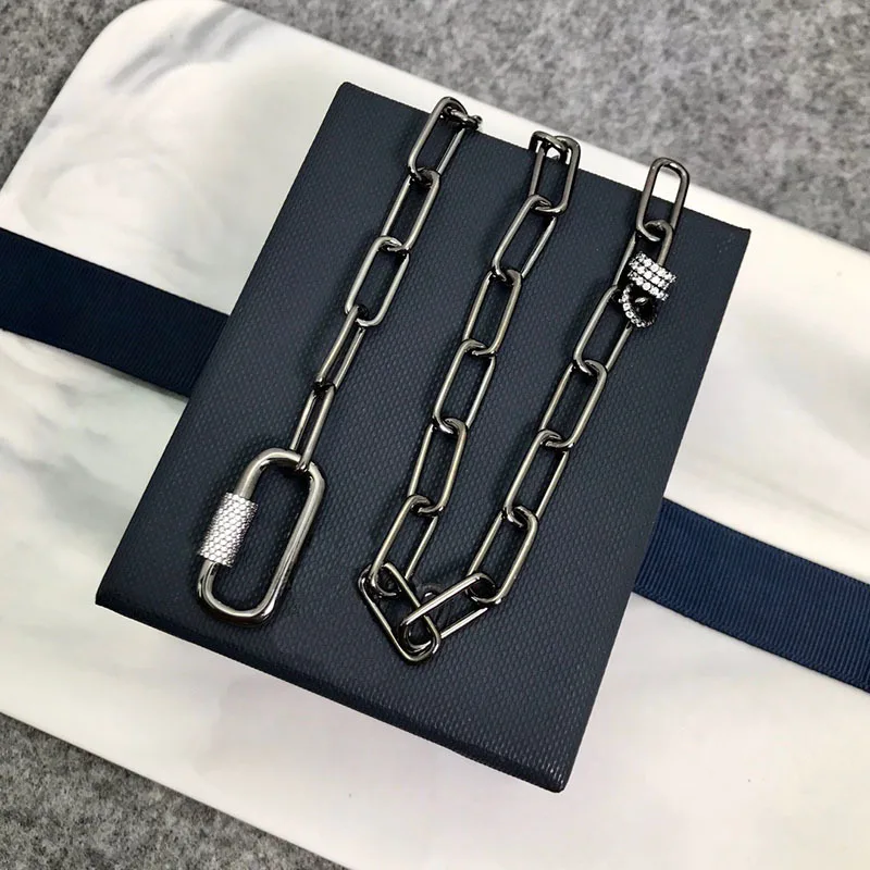 Настоящее серебро оригинал 1:1 копия темно серая цепочка ожерелье массивное панк