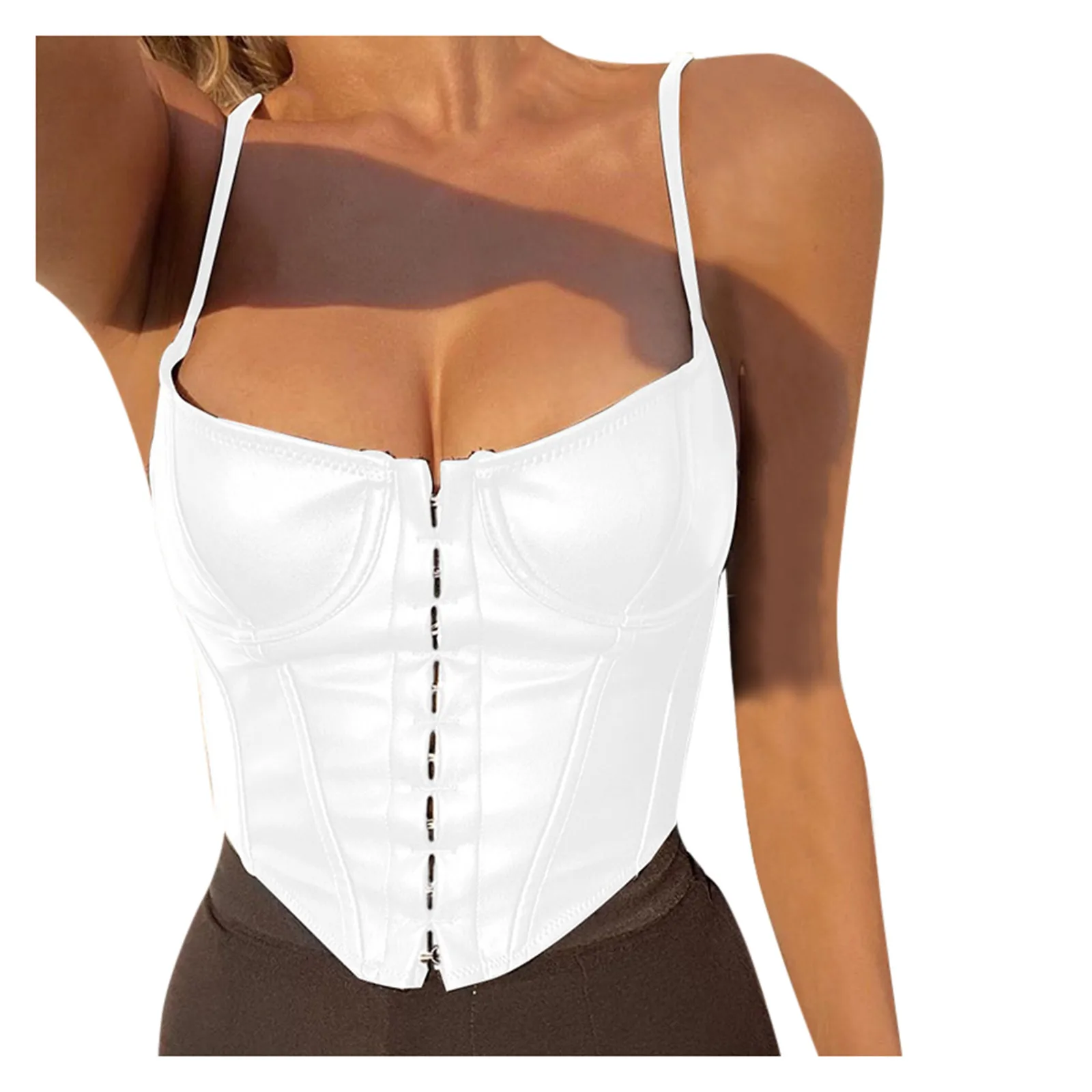 Кожаный топ пикантный кроп 2021 женская мода подходящий ко всему слинг тонкий