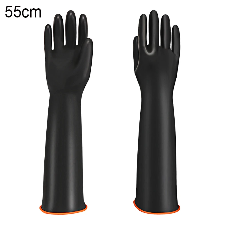 length 55cm Сверхпрочные химически стойкие резиновые перчатки кислота маслостойкие латексные перчатки для домашней промышленности рабочие защитные перчатки - Цвет: length 55cm