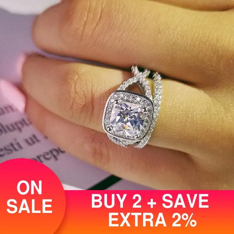 Винтажные Чехлы Огранки Циркония 925 серебро обручальное кольцо комплект