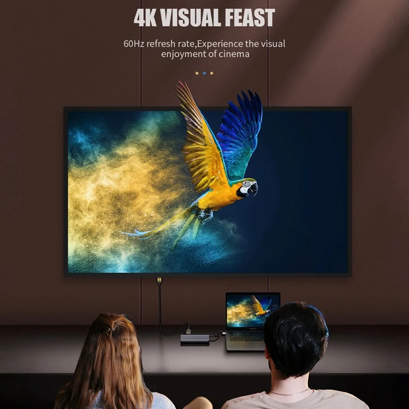 

HYD-9921T USB C Hub USB C Adapter with 2 4K HDM1 USB 3.0 for and Type-C Laptops Video Transfer Data Transfer