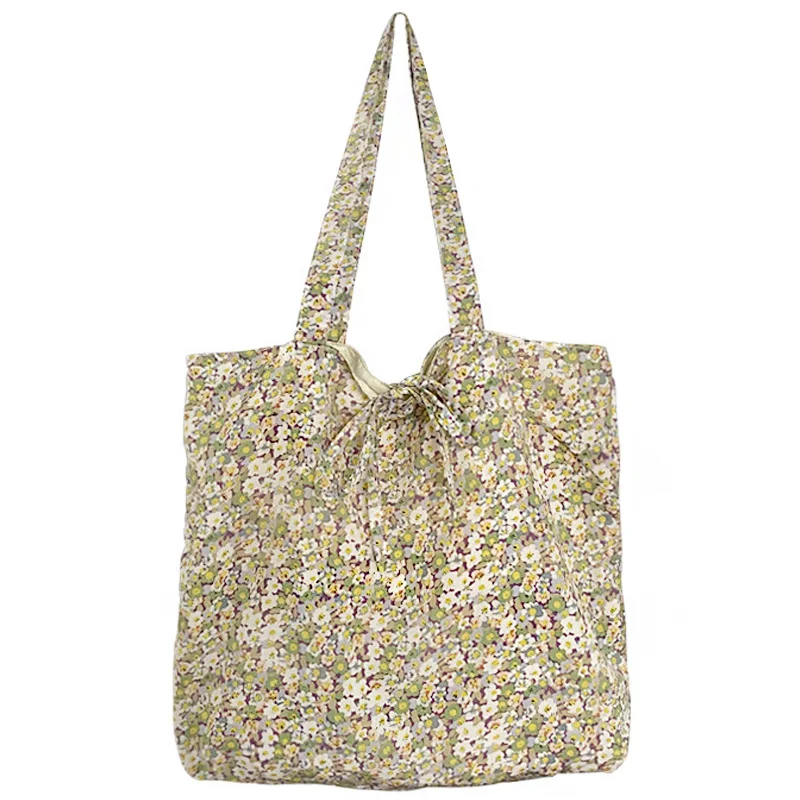 

Canvas Teenage Girls Shoulder Bags Floral Women Eco-Friendly Folding Shopping Bags Fashion Reusable Shopping Bag for Female Bags