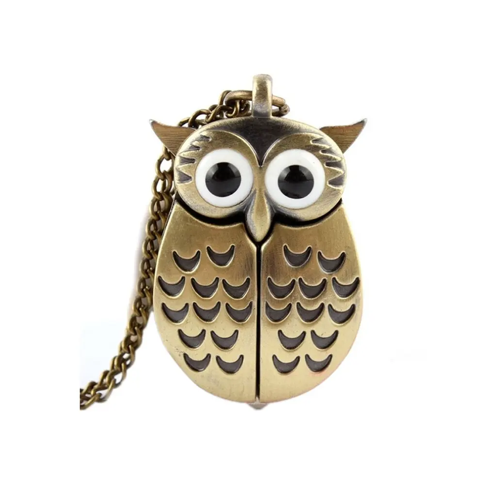 

Bronze Owl Pocket Watch Flipping Creative Pocket Watch Quartz Watch Creative Hanging Table Creative Decoration