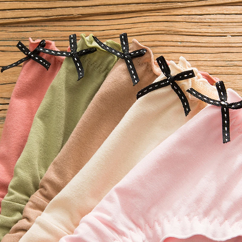 

Cute Bow Underwear Women Pleated Lace Seamless Underpants Cotton Solid Panties Middle Waist Lingerie Lovely Girl Briefs