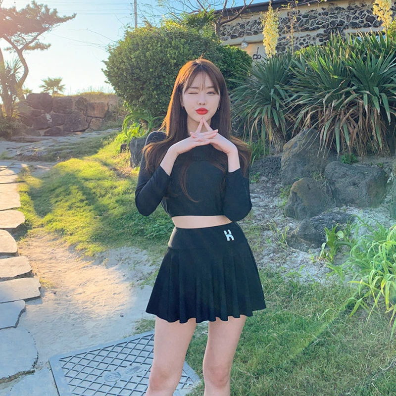 

Separate Swimsuit Women Summer Bikini Push Up Female 2021 New Korean Split Solid Color Sexy Three Piece Polyester Sierra Surfer