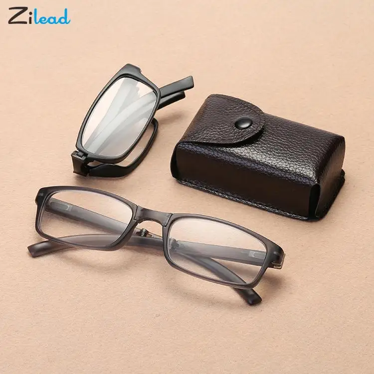 

Zilead Folding Reading Glasses Retro Square Prescription Presbyopia Eyeglasses Portable Ultralight Clear Lens Glasses With Boxs