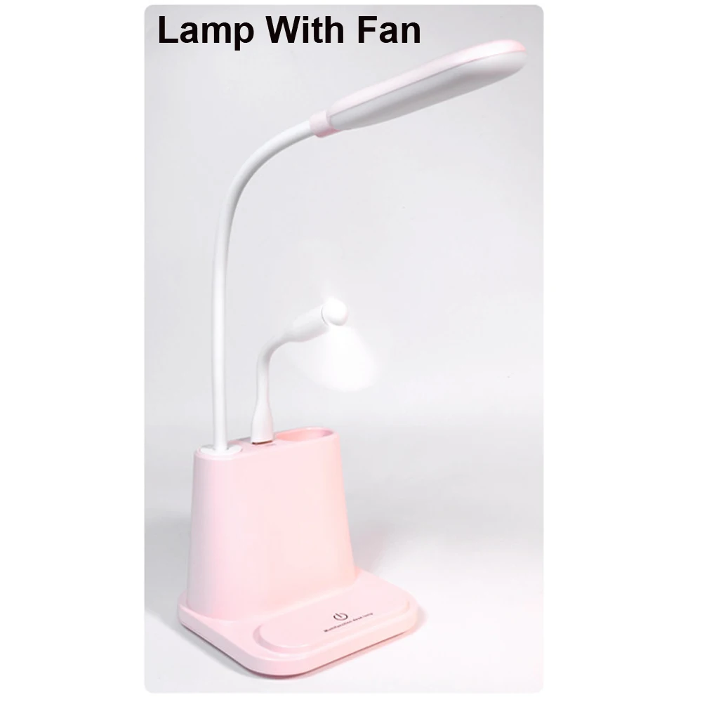 LED Desk Lamp USB Rechargeable Touch Dimming Adjustment Table Lamp for Children Kids Reading Study Bedside Living Room Bedroom - Цвет корпуса: Lamp With Fan