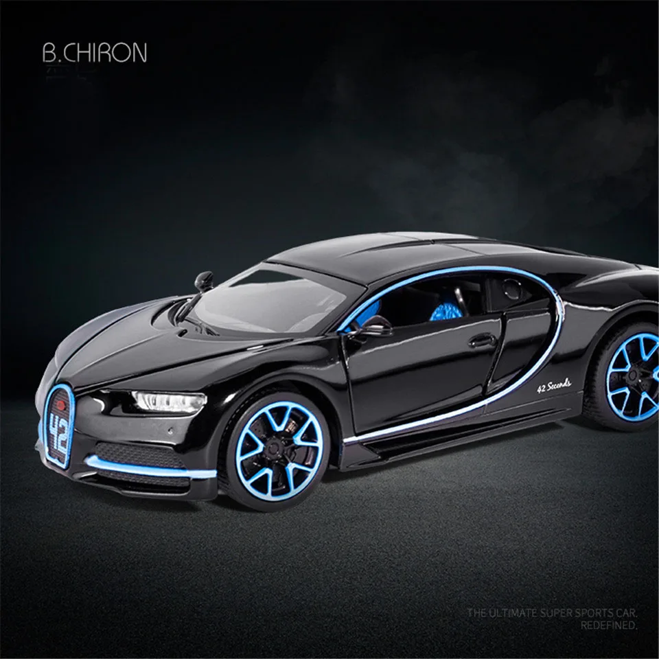 Black Горячая литая модель автомобиля 1:32 Chiron Детская Металлическая техника Enginery игрушки колеса откатные Дети День рождения рождественские подарки - Цвет: Black
