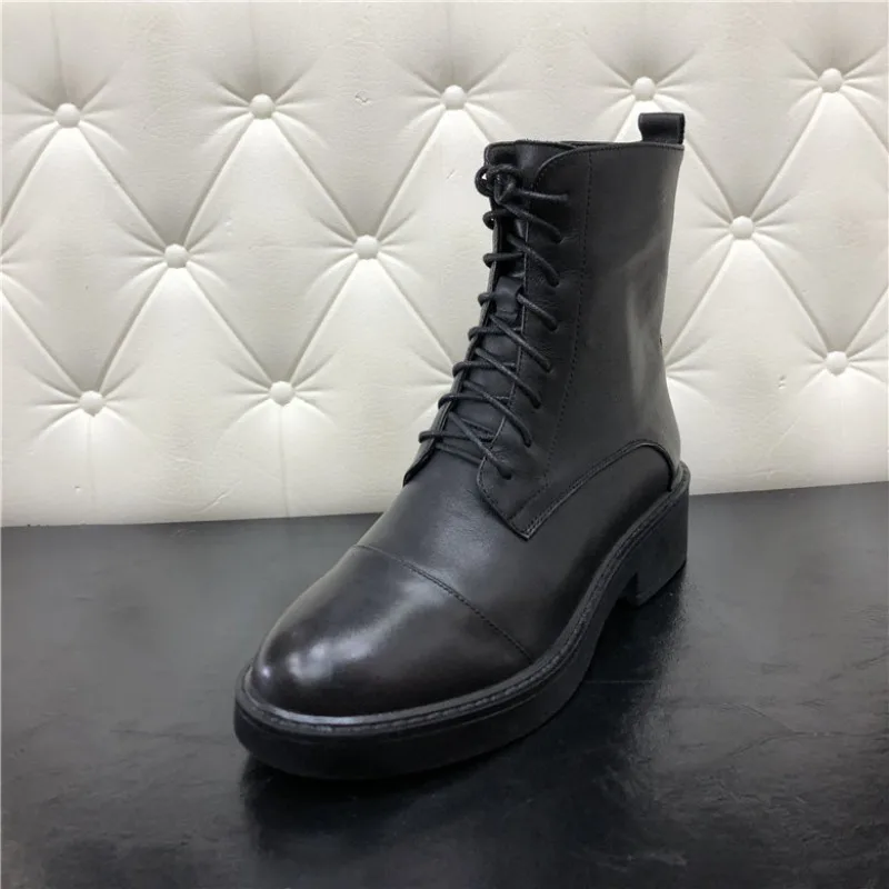 Online Renda Chunky Sepeda Motor Sepatu Wanita Sisi Ritsleting Platform Punk Semata Kaki Mewah Merek Desainer Musim Gugur Musim Dingin Sepatu Wanita