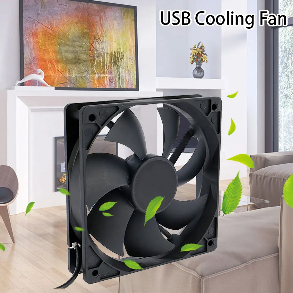 

1pc 5V 12cm USB Connector PC Fan Cooler Heatsink Exhaust CPU Cooling Fan Replacement with 45cm Cable 120x120x25MM