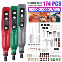 174pcs 20000rpm wireless electric drill grinding polishing 5 speed adjust electric carving grinding pen usb charging drill tools