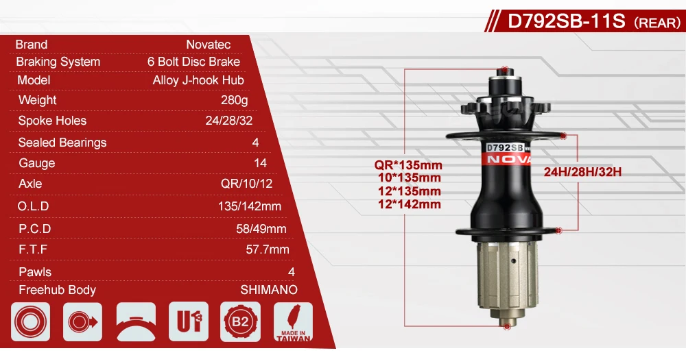 Novatec D791SB D792SB (обновленная 771/772) ступица дискового тормоза MTB через ось/qr