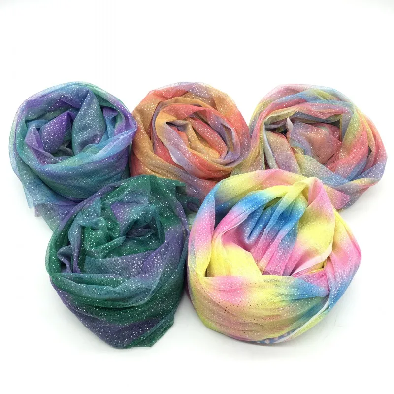 Радуга 1 м/лот серебряные в точку блестки мягкая Марля полиэстер Сетка Тюль Ткань