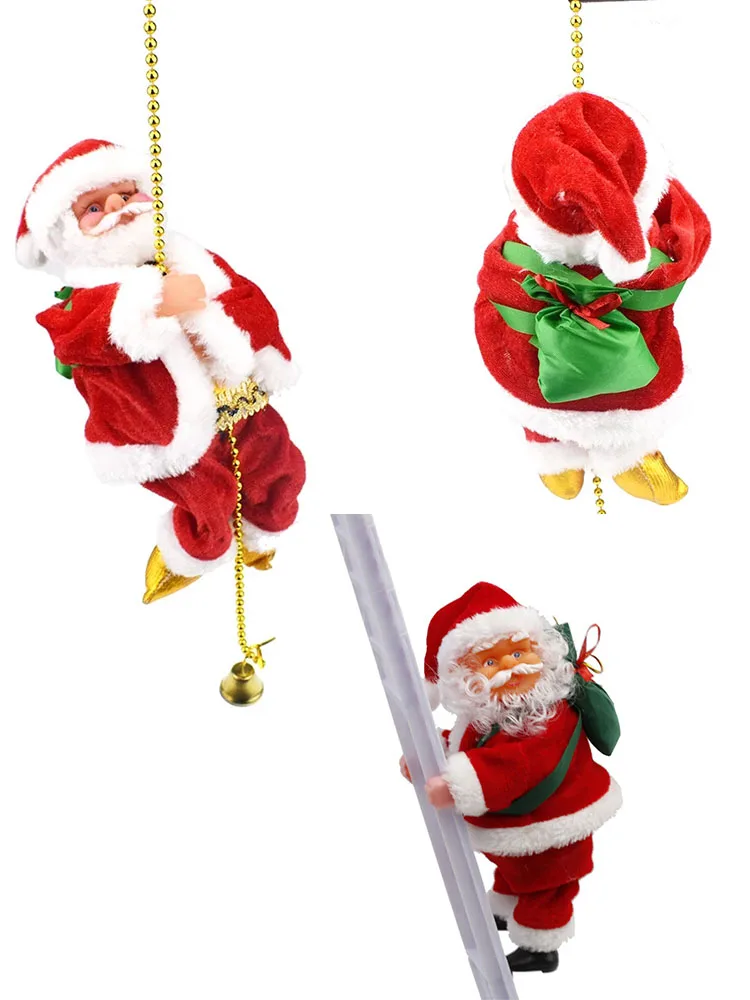 

Электрические бусины для скалолазания, Санта-Клаус с музыкой, Рождественское украшение для дома, украшение для елки, Подарочная коробка, ро...