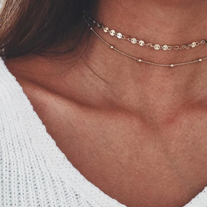 Женское Золотое колье бижутерия модное ожерелье аксессуары для женщин оптовая