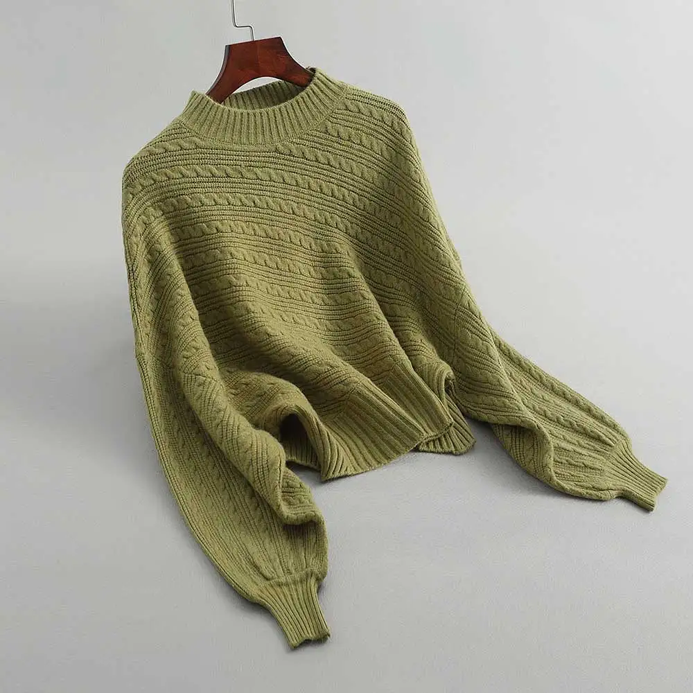 2019 Women Sweater And Pullovers Vintage Knitted Stand Collar Batwing Sleeve Thick Pull Femme Tricot | Женская одежда