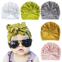 one bow baby hats solid color newborn bowknot twist turban bows baby girls cap hat cotton soft bebes head hoop infant beanies