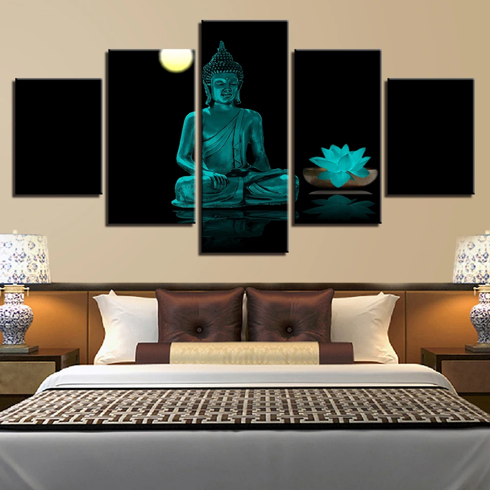 

Figure Of Buddha Lotus Flower Canvas Painting Modern Wall Art Poster Painted Picture For Home Decor