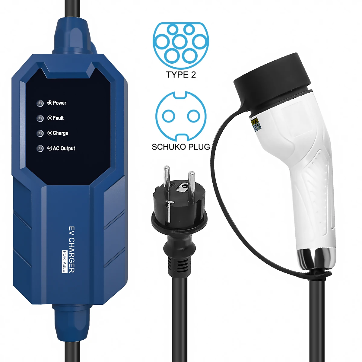 

Free shipping to USA 16A Type 2 EV Charger Schuko Plug AC cars Charging Cable 5M