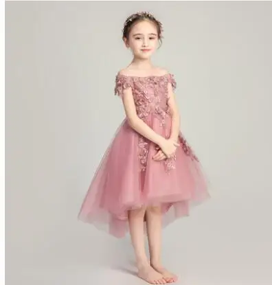 Long Trailing Embroidery Flower Christmas Girl Dress Wedding Princess Party Events Dresses Ceremonies Clothes | Детская одежда и