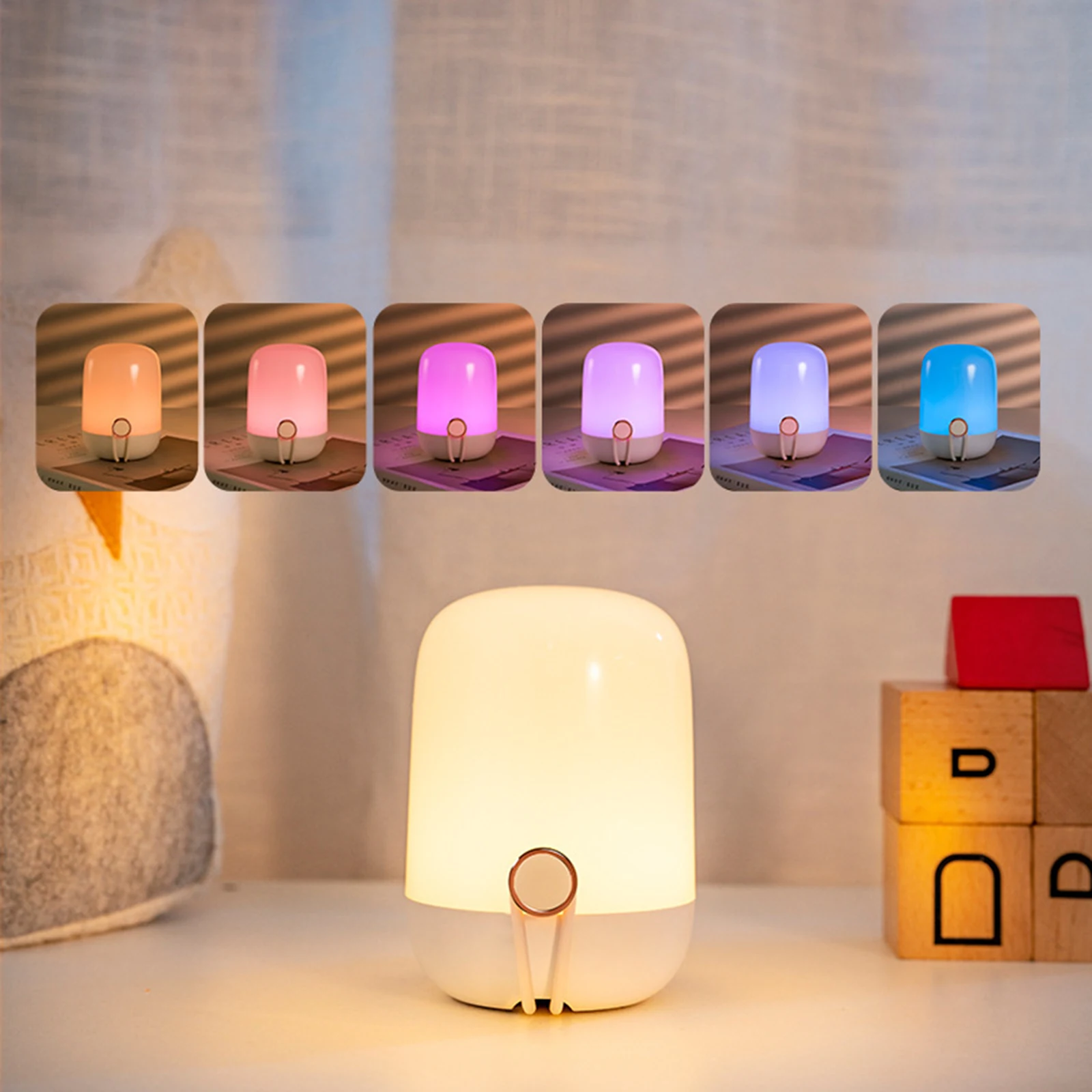 

USB Rechargeable LED Night Light Colorful Light-ing Warm White &RGB Night Lamp Dimmable Portable Hanging LED Lantern Living Room