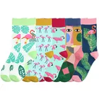 Носки женские хлопковые в японском стиле Харадзюку, смешные повседневные милые, с мультяшными животными, с фламинго, 1 пара