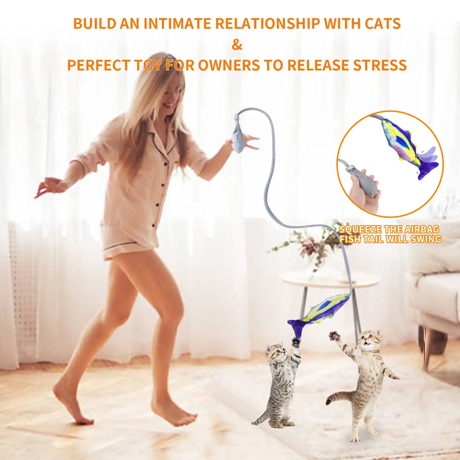 

Manual Airbag Wiggle Fish Cat Toy for Indoor Cats Interative Catnip Cat Toys Pillow Chew Kicker Toy with Bell